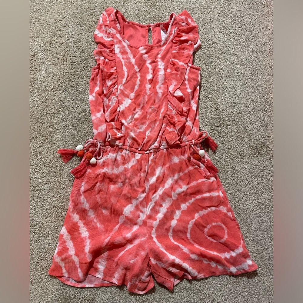 Coral tie Dye Girls Size 12 Romper